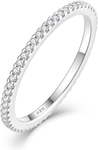 YL Birthstone Halo Stackable Rings for Women 925 Sterling Silver Round Stacking Bands Jewelry in Kuwait