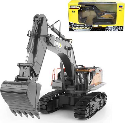 لعبة Gemini&Genius Excavator للأطفال، لعبة حفار مسار مركبات البناء المعدنية 1/50 لعبة حفار، ذراع حفار متحرك متعدد المفاصل ولعبة شاحنة كابينة تدور 360 درجة للأطفال in Saudi Arabia