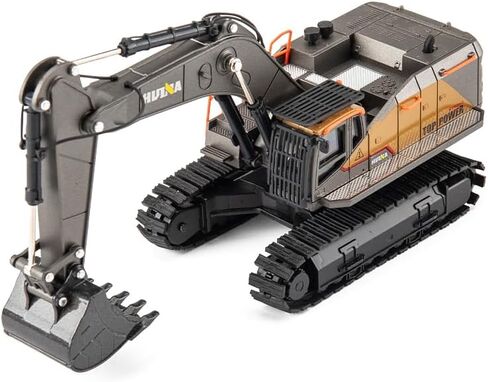 لعبة Gemini&Genius Excavator للأطفال، لعبة حفار مسار مركبات البناء المعدنية 1/50 لعبة حفار، ذراع حفار متحرك متعدد المفاصل ولعبة شاحنة كابينة تدور 360 درجة للأطفال in Saudi Arabia