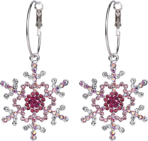 EVER FAITH Merry Christmas Gift Jewelry Crystal Winter Snowflake Hoop Dangle Earrings in Saudi Arabia