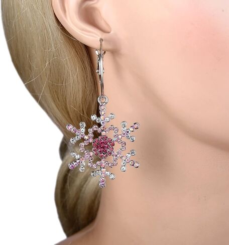 EVER FAITH Merry Christmas Gift Jewelry Crystal Winter Snowflake Hoop Dangle Earrings in Saudi Arabia