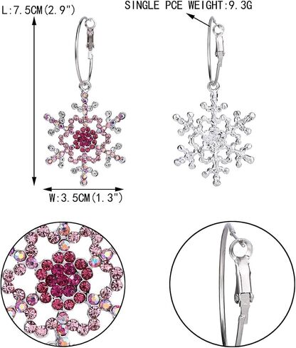 EVER FAITH Merry Christmas Gift Jewelry Crystal Winter Snowflake Hoop Dangle Earrings in Saudi Arabia