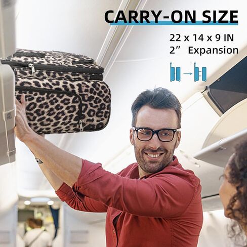 مجموعات أمتعة LARVENDER Softside مكونة من 3 قطع، أمتعة قابلة للتوسيع مقاس 22 × 14 × 9 معتمدة من شركة الطيران مقاس 20 بوصة مع عجلات دوارة للرجال والنساء، قفل TSA، ليوبارد (20/BP/TB) in Kuwait
