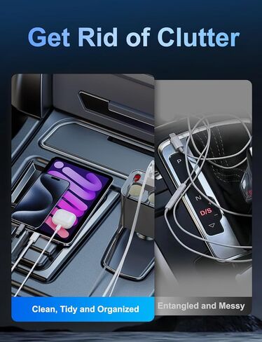 Retractable Car Charger 4 in 1, 100W Super Fast Phone Charger with Dual Retractable Cables for i Phone and Type C Compatible for i Phone 15/14/13/12 Pro Max XR,iPad,Galaxy S23/S22 and More in Saudi Arabia