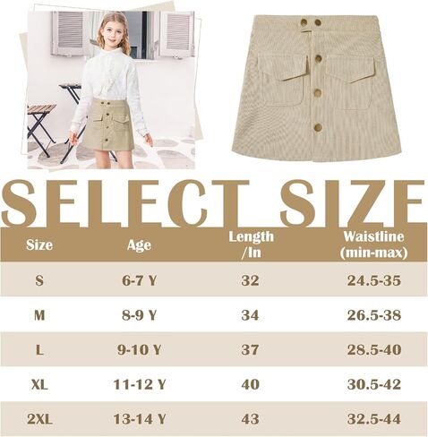 Century Star Skirts for Girls Corduroy Short Mini Skirt Plaid Skirt High Waist Uniform Skirts for Girls A-line Short in Saudi Arabia