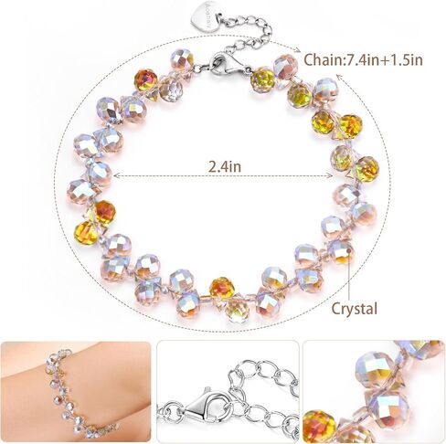 Crystal Beaded Bracelets, Bracelets for Women, Jewelry Beaded Bracelets for Birthday and Valentine's Day, Anniversary Bracelet for Women in Saudi Arabia