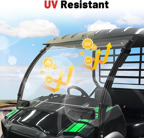 StarknightMT Vented Mule Windshield Scratch Resistant Windshield Compatible With Kawasaki Mule SX SE XC 2017+ | Heavy Duty Clear Front Full Mule Windshield in Saudi Arabia