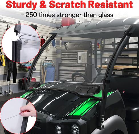StarknightMT Vented Mule Windshield Scratch Resistant Windshield Compatible With Kawasaki Mule SX SE XC 2017+ | Heavy Duty Clear Front Full Mule Windshield in Saudi Arabia