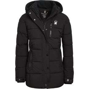Spyder Girls' Long Puffer Jacket - Warm Half Stretch Pongee Hooded Winter Coat - Insulated Winter Jacket for Girls (7-16) in Saudi Arabia