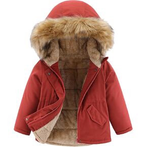 Girls Winter Coat Hooded Fake-Down Padded Jacket Sherpa Lined Puffer Outerwear