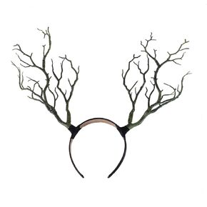 Beaupretty Antler Headband, Simulate Tree Branch Hair Band Forest Elk Horn Headpiece for Halloween Christmas Cosplay Party