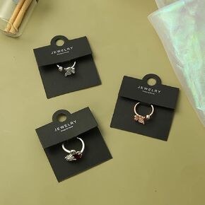 50 Pcs Ring Display Accessory Packaging Cards,Ring Hanging Cards Holder Necklace Paper Tags Bracelet Display Cards for Accessory Beading Making,Jewelry Making Display and Packaging Supplies,Black