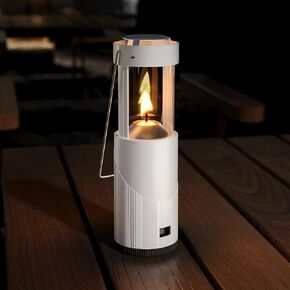 15Hour Long-Burning Mini Candle Lantern, Portable Lantern for Candles, Hangable Camping Emergency Lantern, Outdoor Survival Lighting, 1 Candle & Storage Bag - White