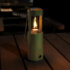 15Hour Long-Burning Mini Candle Lantern, Portable Lantern for Candles, Hangable Camping Emergency Lantern, Outdoor Survival Lighting, 1 Candle & Storage Bag - White