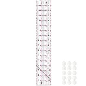 Acrylic Quilters Ruler,Sewing Ruler,3-Inch by 17-Inch, Non Slip Rings 15 Pieces for Quilting and Sewing (Yellow)