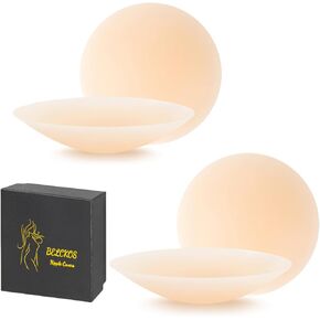 Cakes Nipple Covers Non Adhesive, Silicone Nipple Covers Reusable, Cakes Grippy Seamless Covers, Ultra-Thin Nipple Pasties for Women(2 Pairs) Cream