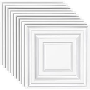 20 Pcs 2 x 2 ft PVC Plastic Drop Ceiling Tiles 24 x 24 x 0.8 Inch Ceiling Panels Decorative Ceiling Covering for Office Bathroom Living Room Bedroom (Black)