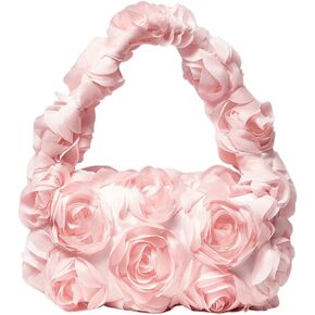 Verdusa Women's 3D Flower Clutch Handbags Rose Evening Purse Top Handle Bags