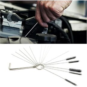Carburetor Carbon Dirt Cleaning Kits, Carb Jet Remove Cleaner, Carburetor Parts Cleaner Tool, 10 Cleaning Needles + 5 Nylon Brushes + Adjustment Tool
