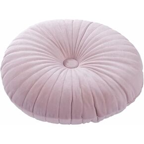 HLOVME Round Pillow Cushion for Couch Velvet Decorative Small Throw Pillow Solid Color for Living Room Bed Floor 13.7", Beige