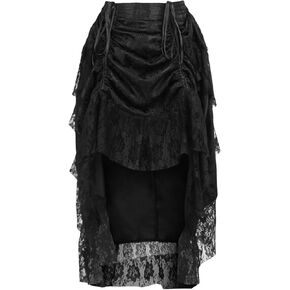 Daisy corsets Women's Black Lace Adjustable High Low Bustle Skirt