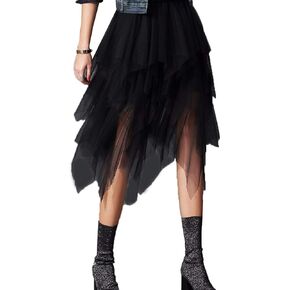 Women A-Line Tulle Tutu Skirt Multi Layer Sheer Mesh Midi Skirt Solid Color Chiffon Maxi Skirt Long Skirt Belly Dance Wedding