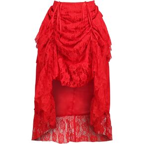 Daisy corsets womens Red Lace Adjustable High Low Bustle Skirt