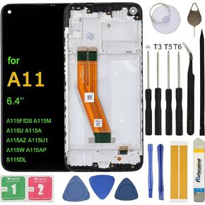 LCD Screen Replacement for Samsung Galaxy A11 A115U S115dl A115a A115w 6.4" Assembly LCD Display Touch Screen Digitizer with Tools Adhesive