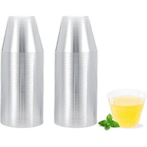 YOUTHSHIP 100 Pcs Plastic Cups 12 Ounce Gold Rimmed Disposable Cups Elegant Design Cups Heavy Duty Cups For Wedding Party Birthday Picnic Baby Shower Cups