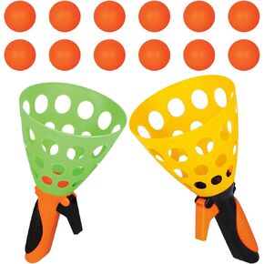 Outdoor Indoor Games Activities for Kids, Pop and Catch Ball Family Games with 2 Launcher Baskets and 12 Balls, Summer Beach Yard Sport Birthday Party Gifts Toys for Kids Ages 4 5 6 8 12+ Years Old