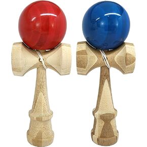 2 Pack | Competition Pro Kendama Full Size | Solid Wood Ball and Cup Coordination Toy | Blue and Red Bundle
