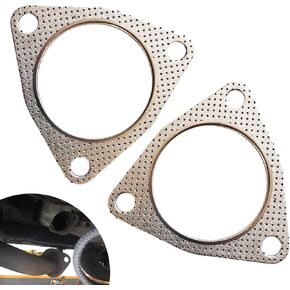 2 PCS Automobile Exhaust Pipe Interface Three-hole Stable Structure Flange Gasket, 76mm ID High Temperature High Pressure Sealing Leakproof Gasket, Repair Modification Accessories (Silver)