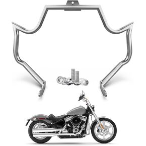Crash Bar Engine Guard Highway Bar for Harley Davidson Softail FL Deluxe Fat Boy Slim Heritage Springer Classic Cross Bones 2000-2017 (Sliver)