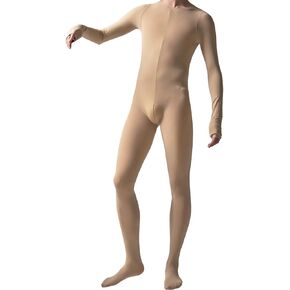 HTRUIYA Men's Bodystocking Back Open Sexy Bodysuit Long Sleeves Pantyhose Lingeries Jumpsuit For Men 120 DEN