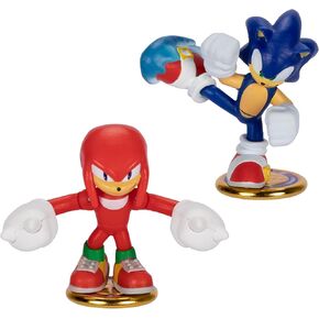 AKEDO Sonic The Hedgehog Versus Pack with Sonic and Knuckles, Mini Collectable Battling Action Warriors, 2.25 Inches Tall, Contains 2 Battle Controllers