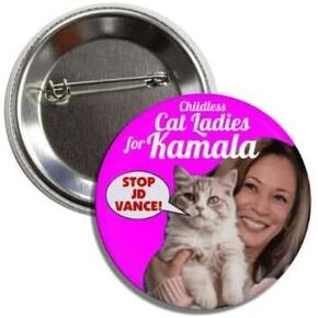 Childless Cat Ladies For Kamala, Stop JD Vance Funny Political Campaign Button Badge Pin Kamala Harris For President 2024