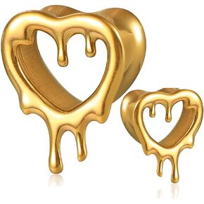1 Pair Classic Love Teardrop for Stretched Ears Hypoallergenic 316 Stainless Steel Ear cuff Tunnels plugs 00G 8mm-16mm(0G-5/8'') Body Piercing Jewelry