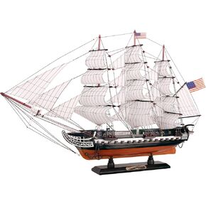 NAUTIMALL USS Constitution Wooden Model Ship 27" Replica Nautical Sailboat Decor