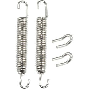 X AUTOHAUX 2 Set Motorcycles Universal Exhaust Pipe Spring 80mm 3.15" Stainless Steel Exhaust Pipe Spring Hook Modified Accessory Silver Tone