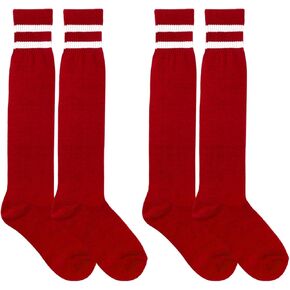 Medsuo 2 Pairs Kids Football Socks Aged 7-12 Knee High Breathable Soccer Socks Long Football Sport Socks for Kid Boy Girl