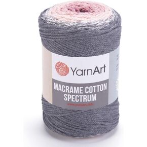 YarnArt Macrame Cotton Spectrum Macrame Cord 8.80 Oz, 246.06 Yds 80% Cotton Macrame Rope Multicolor Macrame, Colorful Macrame Yarn Weight Worsted - Aran(4) (1306)