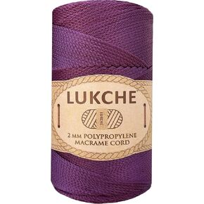 Polyester Macrame Cord 2mm x 251 Yards, 100% Polypropylene Premium Macrame Rope, Colorful Yarn Crochet Macrame Bag Craft for Wall Hangers, Bags, Bottom Plates, Carpets (Yellow, 1 Skein)
