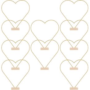 Kichvoe Metal Floral Hoops: 10 Sets Moon Shaped Metal Wreath Rings Stand with Wood Holders Centerpiece Table Decor for DIY Christmas Home Wedding Table Decor