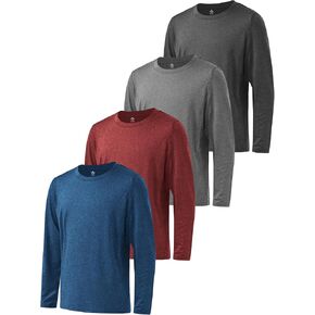 Cooraby Boys Dry-Fit Long Sleeve Active T-Shirt Athletic Performance Clothes Active Crew Neck Soft T-Shirt for Kids Boy in Kuwait