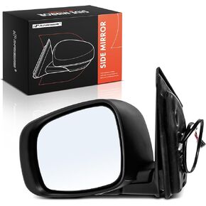 A-Premium Passenger Side Power Door Mirror - Compatible with Dodge Grand Caravan & Chrysler Town & Country, 2008-2010 - Heated Manual Folding Black Smooth Outside Rear View Mirror - Replace# 5113366AB
