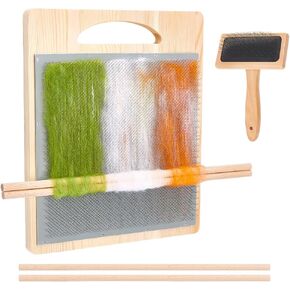 BENECREAT Wool Blending Board Carding Brush Set, 12.5x10.6x0.6inch Fiber Blending Board with 1pcs Wool Brush 2pcs Wood Craft Sticks for Mix Colors, Organize Wool Fibers