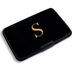 Initial Letter Credit Card Holder,RFID Blocking ID Card Case Business Metal Slim Mini Aluminum Wallet for Men Women (Letter M)