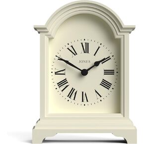 JONES CLOCKS® 'Bistro' Mantel Clock - Classic Arch top Design in White, Contemporary Classic Style for Desk, Table, Shelf, or Bedside