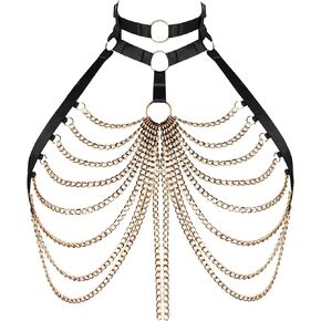 Women's Body Harness Plus Size Bra Chain Hollow Punk Gothic Halloween Dance Costume