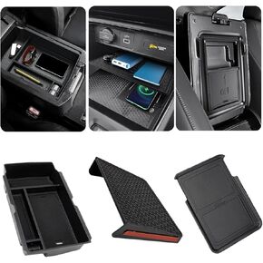 3PCS Center Console Organizer Compatible with Honda CRV 2023 2024 2025 Accessories,CR-V Hybrid Armrest Organizer,ABS Material Armrest Hidden Drawer Storage Box & Tray for Optimize Car Interior